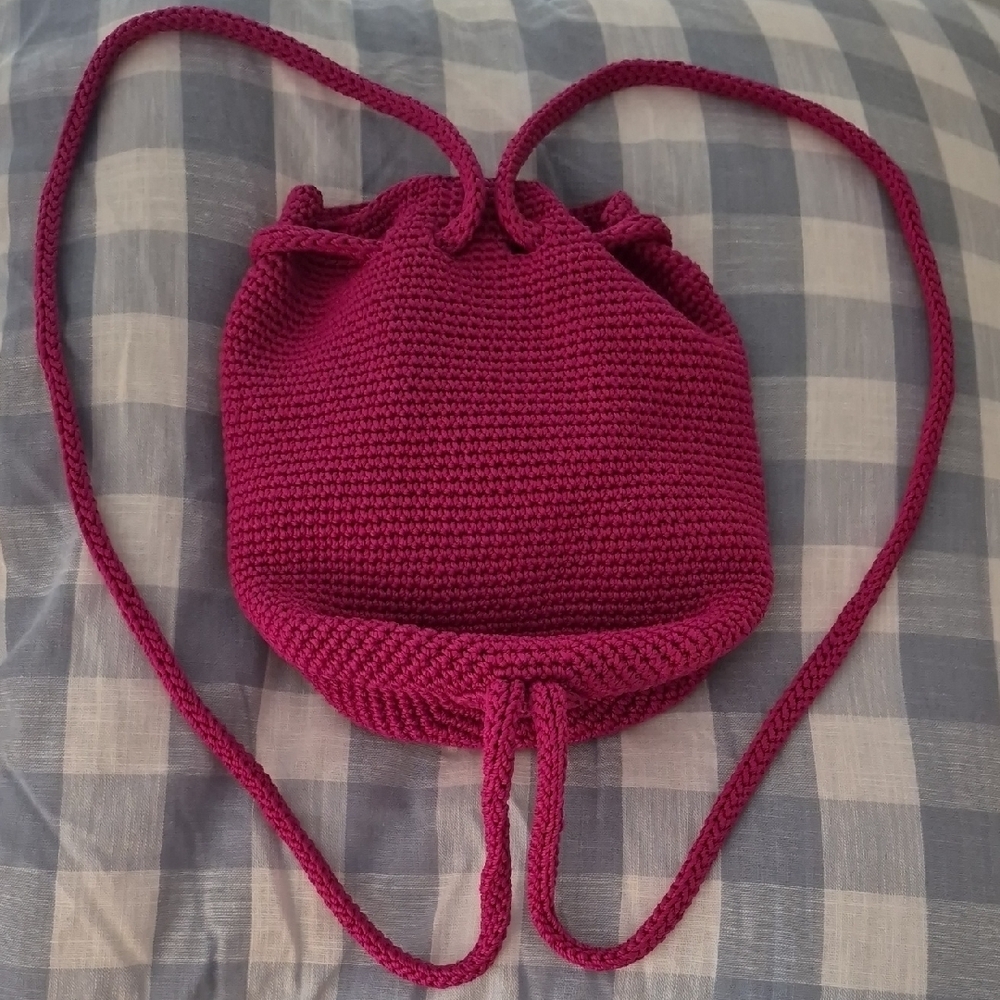 The Sak Raspberry Crochet Drawstring Shoulder Bag - Picture 6 of 6